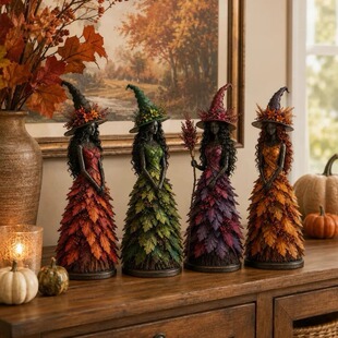 跨境新款 Enchanted Autumn Witch Figurine魅惑秋日女巫雕像摆件