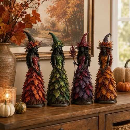 跨境新款 Enchanted Autumn Witch Figurine魅惑秋日女巫雕像摆件