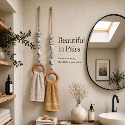 跨境新品 Coastal Blue Beaded Towel Hanger 海岸蓝串珠毛巾架