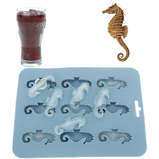 蚁巢硅胶冰格巧克力饼干烘焙模具DIY创意9连卡通海马动物冰块模具