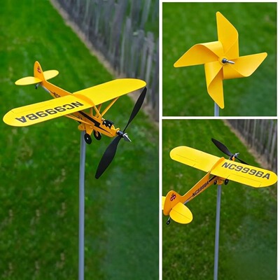 独立站新款 Airplane Weathervane 户外花园装饰金属飞机风车模型