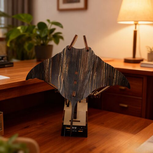 跨境新品Artisan Wooden Manta Ray Automaton工匠木制鳐鱼自动机
