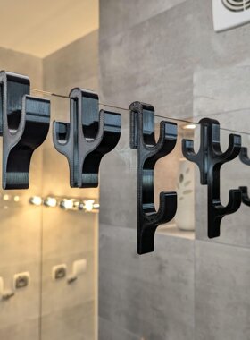 跨境爆品 Shower hook 便携式淋浴挂钩浴室玻璃门夹式多功能挂钩