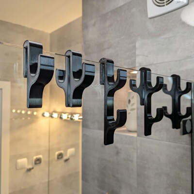 跨境爆品 Shower hook 便携式淋浴挂钩浴室玻璃门夹式多功能挂钩