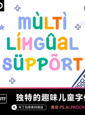 美式趣味儿童可爱手写广告海报标题英文字体卡通圆体pr安装包PS