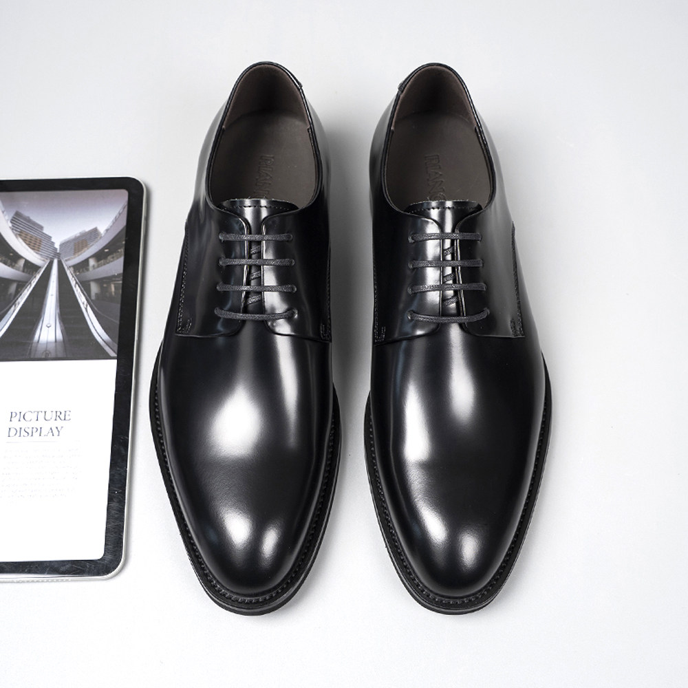2026新款英伦商务正装男士皮鞋亮面牛皮德比鞋尖头真皮男鞋子结婚