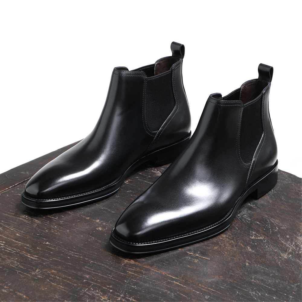 秋冬英伦风切尔西靴男靴牛皮马丁短靴子男士方头真皮正装高帮皮鞋