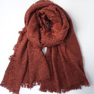 ZAR*铁锈红柔软围巾日常出游拍照轻奢舒适气质文艺简约百搭大尺寸