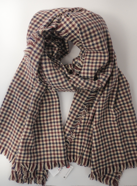 ZAR*暗红色蓝格子长款柔软经典保暖围巾日常出游拍照时尚防风