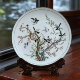 金边骨瓷喜上眉梢挂盘新中式 饰盘客厅玄关摆件 花鸟陶瓷摆盘圆形装