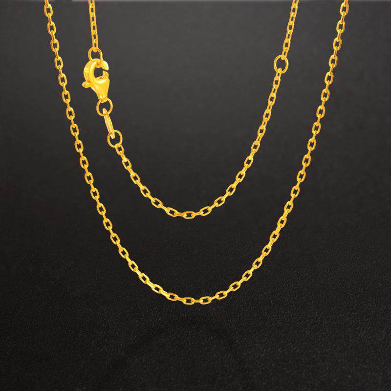 5G黄金项链999足金十字链可调节24k金锁骨链送母亲万字链款女素链