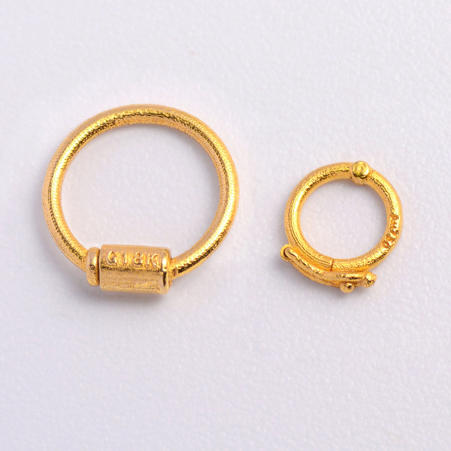 18k金扣头黄金配件吊坠扣小米珠珍珠项链au750连接扣diy挂件接头