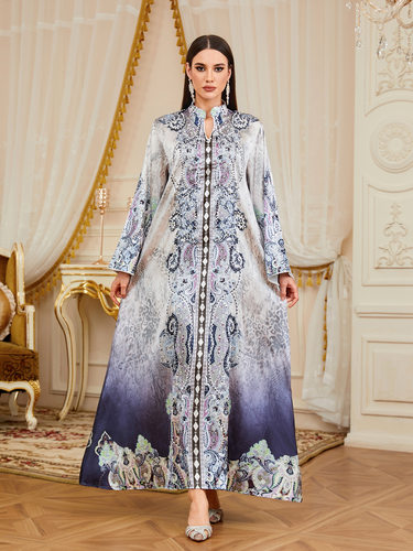 women long dress女装优雅气质烫钻长裙malysiya连衣裙clothes