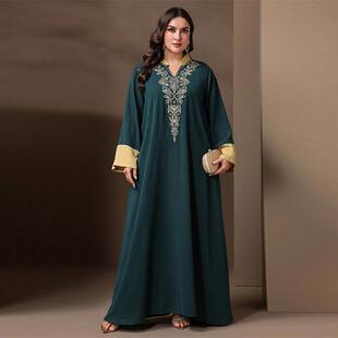 KYP1273阿拉伯迪拜休闲大码连衣裙长袍华丽刺绣晚礼服