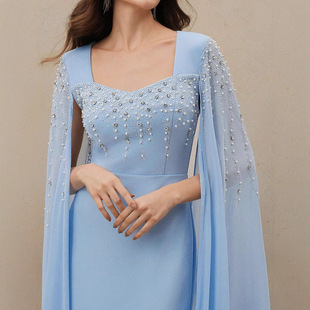 Middle East Muslim轻奢烫钻珍珠抹胸晚礼服设计感古典女长裙