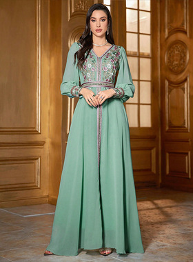 Turkey skirt dress women 女士绿色收腰175高个子连衣裙收腰长裙