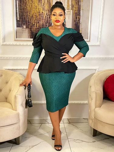 非洲大码女装胖mm包臀气质收腰显瘦裹胸中裙african dress连衣裙