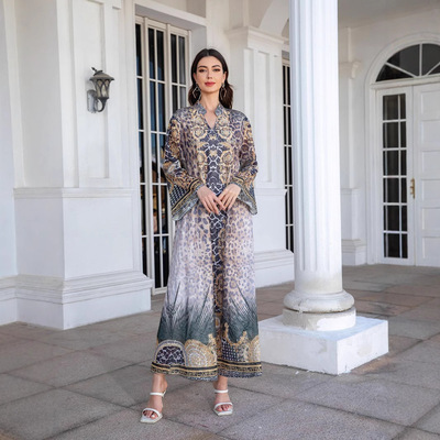 241114女装长袍绣花布印花烫钻女长裙连衣裙Abayas