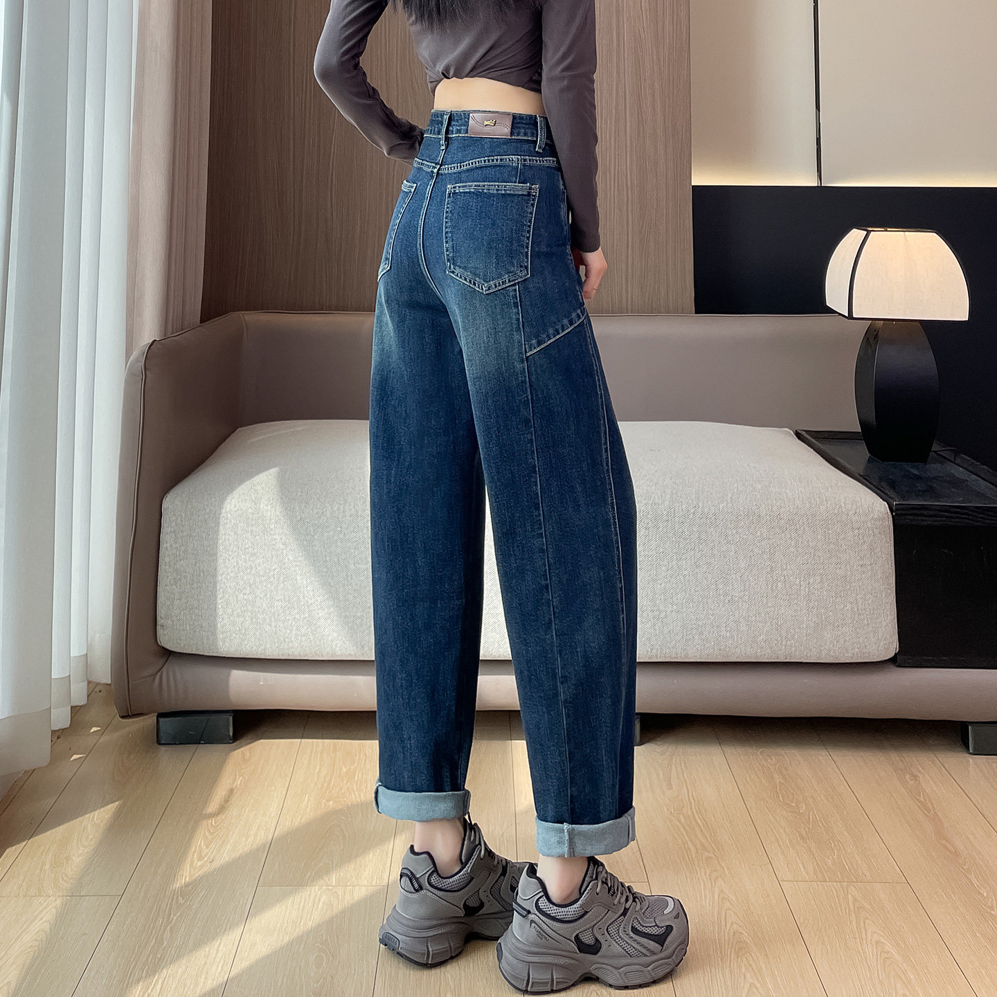 弹力垮裤女哈伦裤直筒牛仔裤秋冬