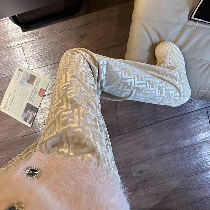 金丝绒高级感阔腿休闲裤