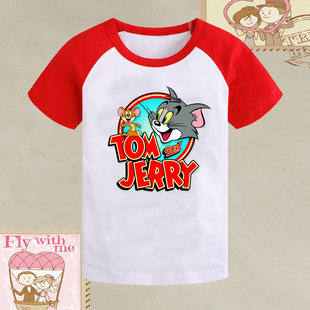 汤姆猫与杰瑞鼠Tom and Jerry短袖 猫和老鼠儿童装 T恤衫 男女亲子装