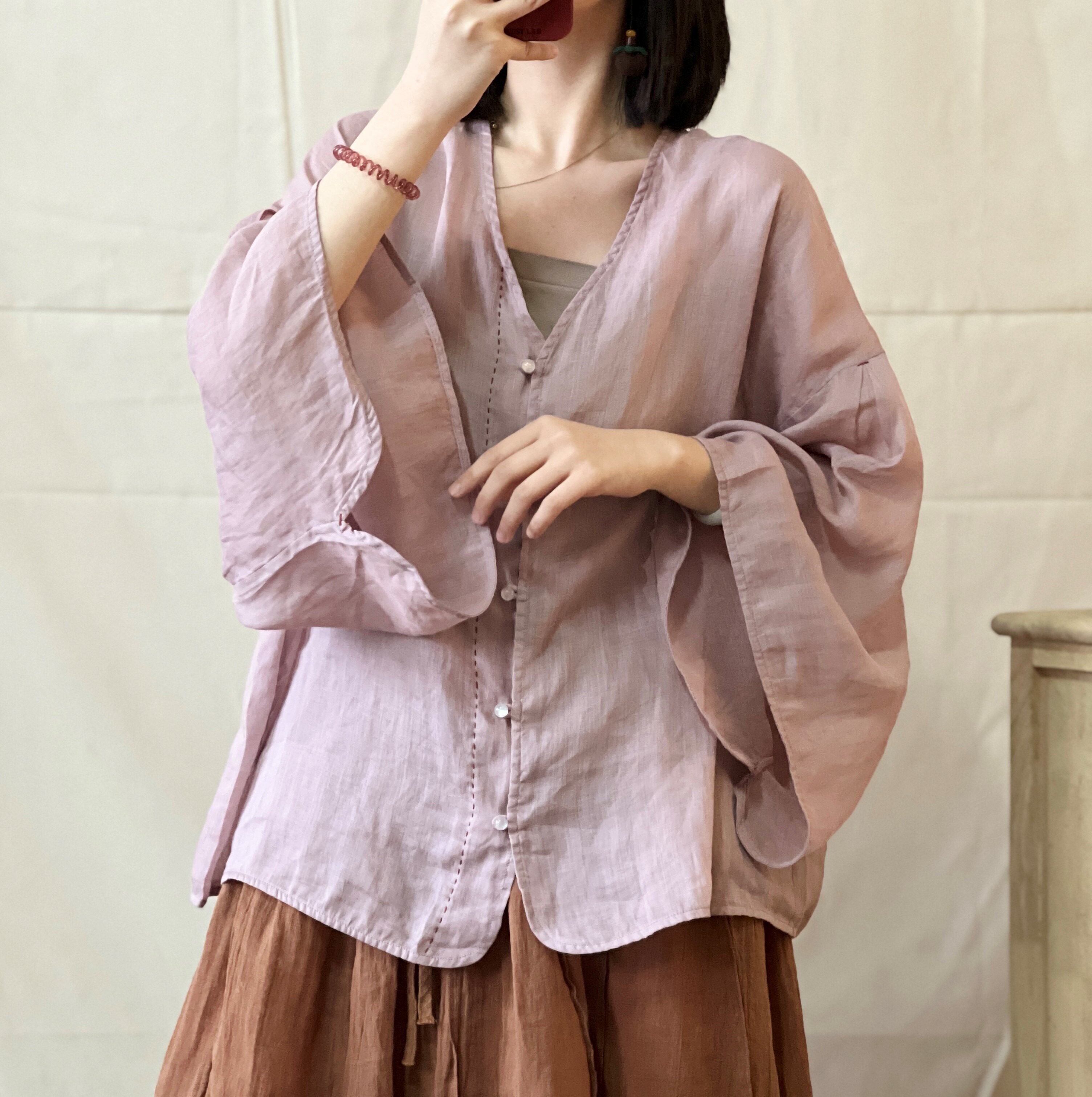 素订原创念江南高端苎麻防晒开衫女夏季新款刺绣棉麻上衣宽松显瘦