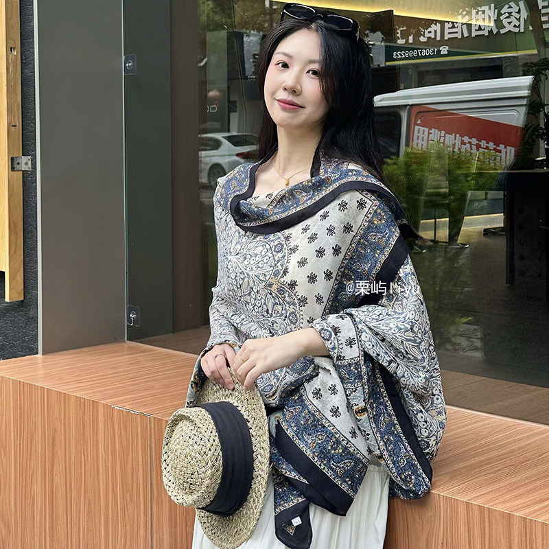 民族风雅致古典围巾云南大理川西新疆旅游穿搭遮阳防晒丝巾披肩女