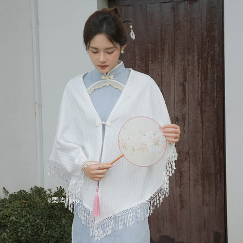 盘扣披肩栗屿流苏新中式女春秋