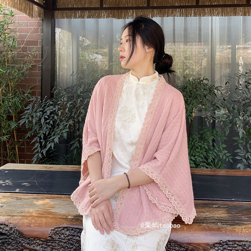 薄款文艺气质复古旗袍披肩女外搭礼服宴会结婚婚礼蕾丝小外套开衫