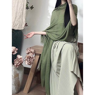 春秋禅意风纯色棉麻披肩女防晒丝巾云南苏州古镇旅游拍照穿搭纱巾
