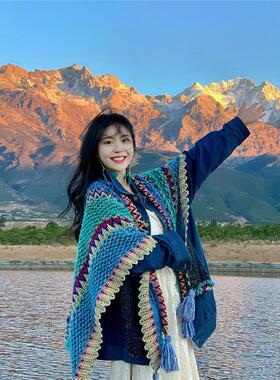 云南丽江大理草原披肩新疆西藏西北旅游拍照斗篷川西青海穿搭披风