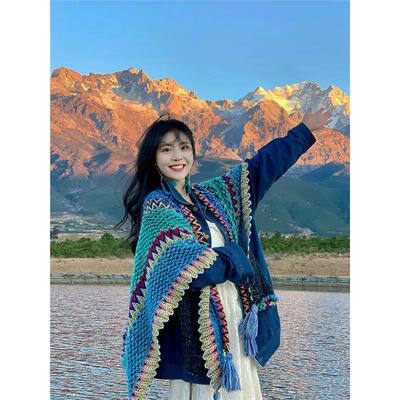 云南丽江大理草原披肩新疆西藏西北旅游拍照斗篷川西青海穿搭披风