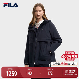 FILA 斐乐官方女士棉服2025冬季新款时尚休闲舒适连帽中长款外套