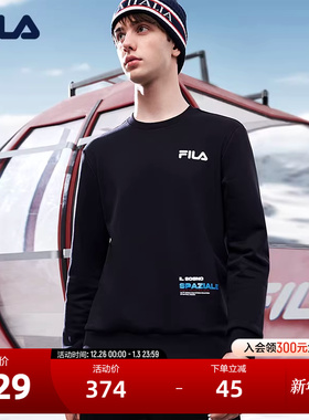 FILA斐乐男运动卫衣秋冬季时尚休闲舒适加绒保暖针织打底套头衫
