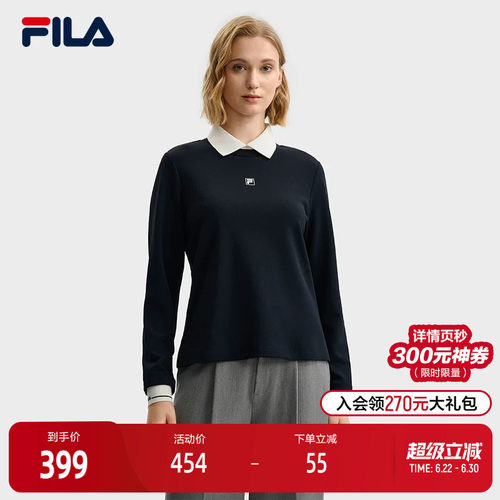 FILA Emerald斐乐女子针织长袖POLO衫2025冬新款时尚休闲基础上衣
