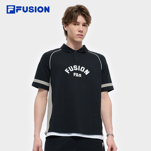 纯棉拼色上衣 FILA FUSION斐乐潮牌男子针织短袖 POLO衫 2025夏新款