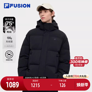 新款 休闲宽松连帽保暖外套 FUSION斐乐潮牌羽绒服男2024冬季 FILA