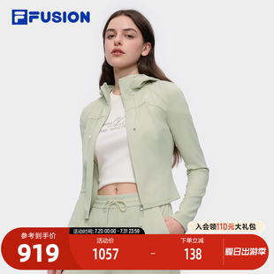 修身 FILA 时尚 FUSION斐乐潮牌女子针织连帽外套2025夏季 上衣 新款