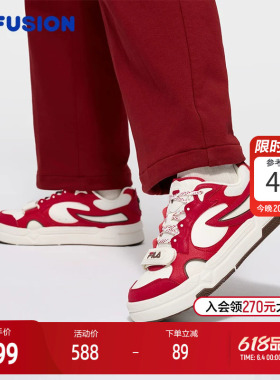 BANK丨FILA FUSION斐乐女士板鞋魔术贴2026新年红色女鞋运动鞋