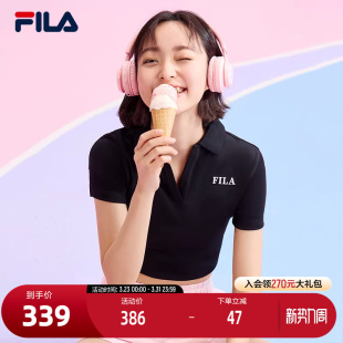 斐乐官方女子针织短袖 时尚 POLO衫 新款 休闲纯棉上衣 2024夏季 FILA