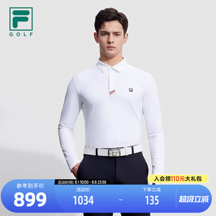 防晒高尔夫运动上衣 FILA 斐乐官方男子针织长袖 POLO衫 2023冬新款