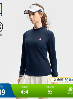 FILA 斐乐官方女子针织长袖衫2025冬季新款网球运动修身小高领长T