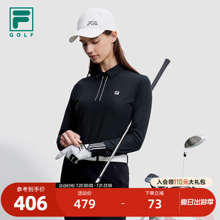 FILA 冬简约高尔夫运动上衣 斐乐官方女子针织长袖 POLO衫
