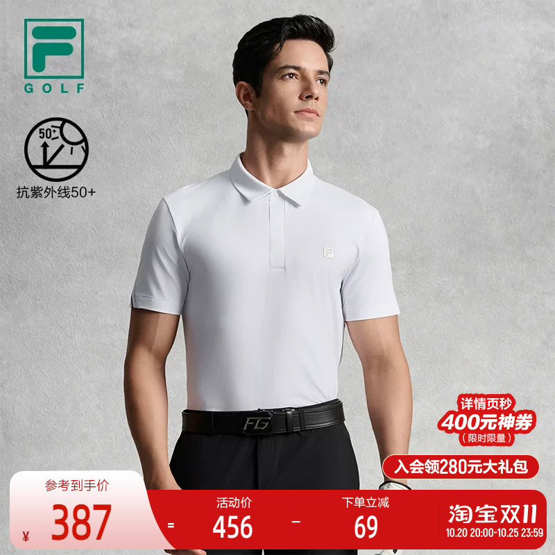 FILA 斐乐官方男子针织短袖POLO衫2025秋新款高尔夫运动防晒上衣