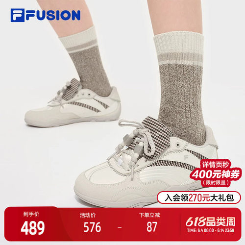 FILA FUSION斐乐潮牌女鞋FLORA 机能潮鞋2025冬季新款薄底休闲鞋