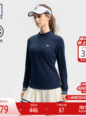 FILA 斐乐官方女子针织长袖衫2025冬季新款网球运动修身小高领长T