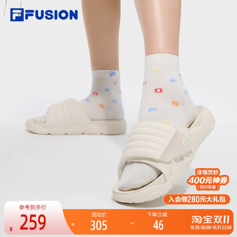 FILA FUSION 斐乐潮牌运动拖鞋女鞋面包鞋2026夏季新款户外男鞋子
