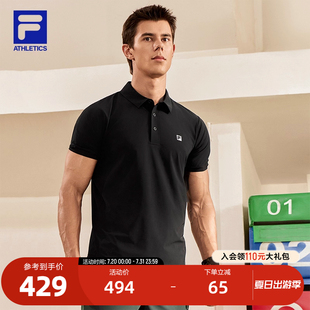 新款 FILA 2024秋季 斐乐官方男子梭织短袖 健身运动基础上衣 POLO衫