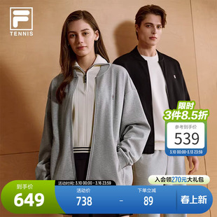 FILA 斐乐官方男针织长袖外套2026春新款女网球运动简约夹克上衣