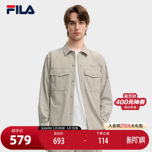 时尚 FILA 2025秋新款 衬衫 休闲宽松凉感上衣 斐乐官方男子梭织长袖